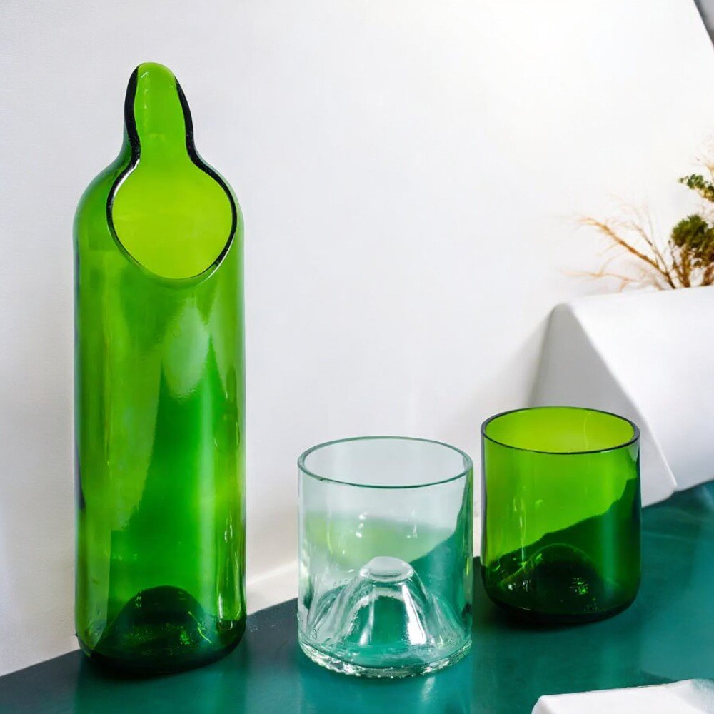 vasos de vidrio recuperado